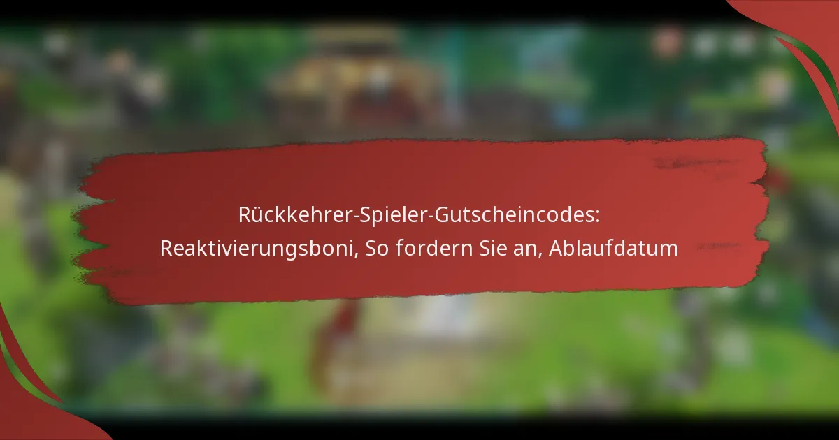 Rückkehrer-Spieler-Gutscheincodes: Reaktivierungsboni, So fordern Sie an, Ablaufdatum