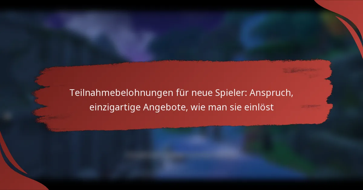 Teilnahmebelohnungen für neue Spieler: Anspruch, einzigartige Angebote, wie man sie einlöst
